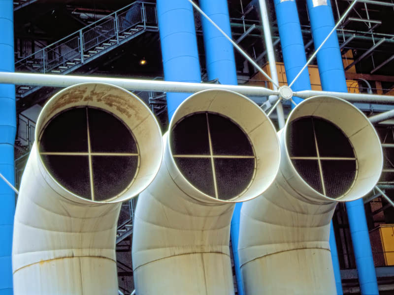 Ventilation shafts at Centre Pompidou, Paris, France